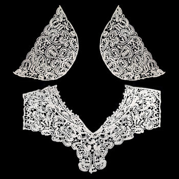 Milk silk embroidery collar corsage sleeve flower piece water soluble embroidery lace fake collar three-piece set embroidery accessories hollow out