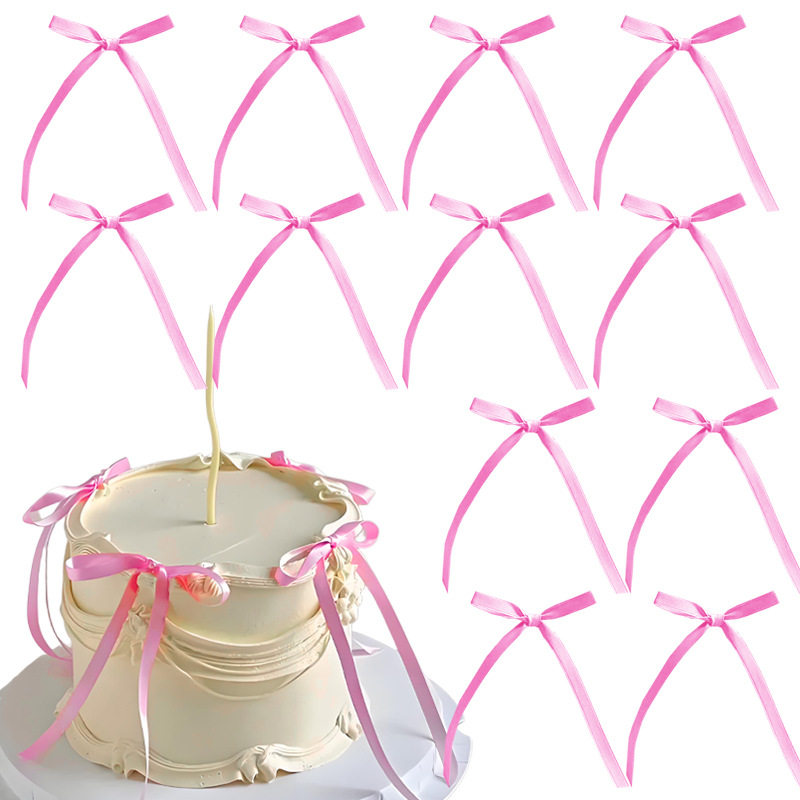 批发彩色丝带蝴蝶结蛋糕装饰配件高级感背景装饰品圣诞氛围感挂件