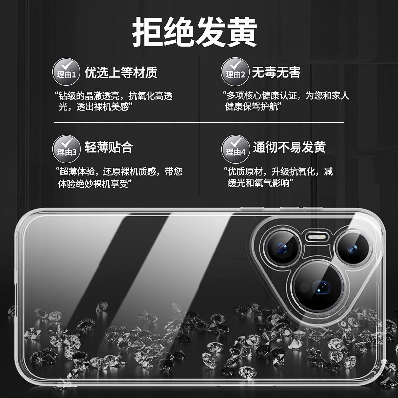 Suitable for Huawei Pura70Pro Mobile Phone Case P60Pro/P50/P40Prop30Pro Transparent Soft Shell Anti-Fingerprint