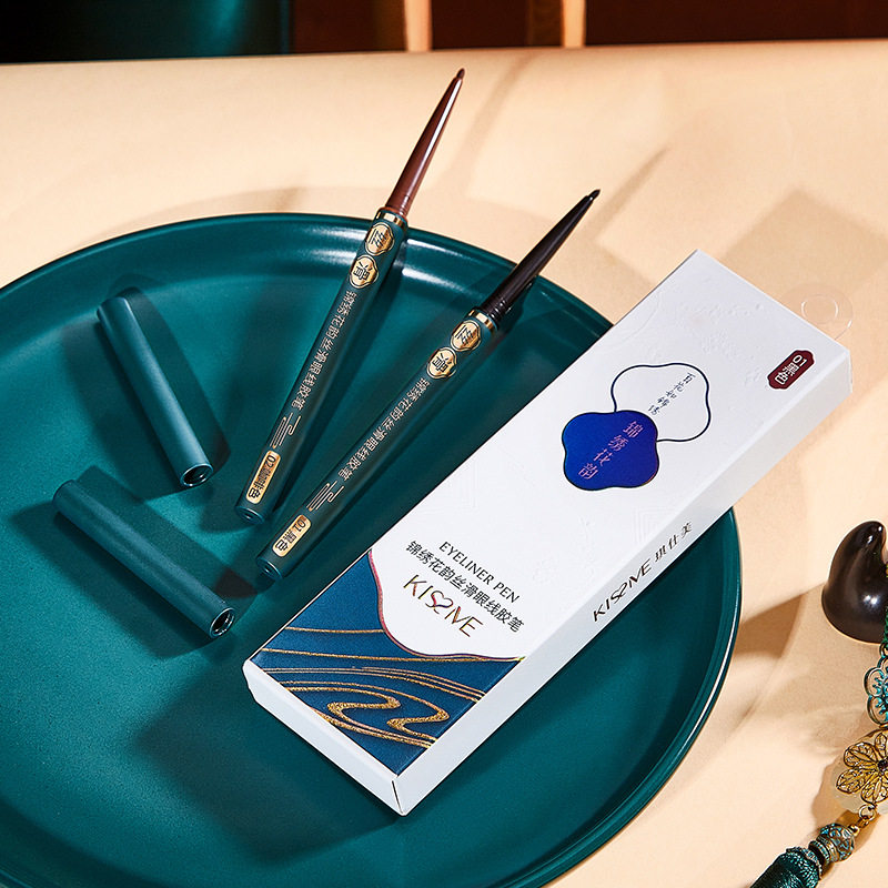 Qishimei Jingxionghuayun Eyeliner Gel Pen, Silkworm Pen, Ultra-Fine, Waterproof, Long-Lasting, Non-Smudging, Quick-Drying, Smooth Eyeliner Pen