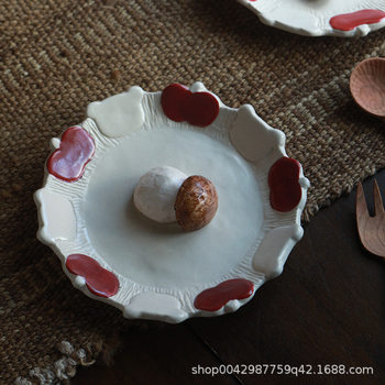Little Red Book Ins Style Household Ceramic Cute Snack Plate Dessert Cake Small Plate Creative Apple Bear Bone Plate
