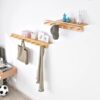 Solid wood hanger home clothes wall hanging hook punch-free wall hanger