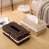 Desktop Straw Storage Basket Desktop Remote Control Storage Box Living Room Sundries Woven Snack Mobile Phone Paper Storage Basket