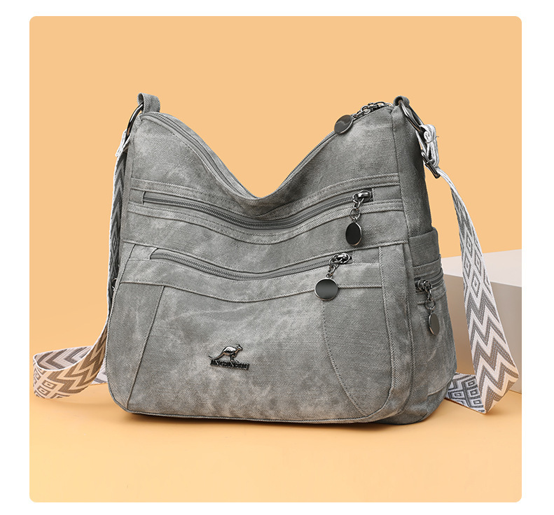 Túi tote nữ đeo vai cỡ trung chất liệu nylon mềm, nhiều ngăn tiện dụng — màu đen, Màu nâu, màu xám, Màu xanh dương