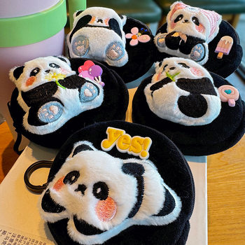 Cute Cartoon Panda Coin Purse Creative Plush Doll Pendant Coin Headset Storage Bag Key Card Small Bag