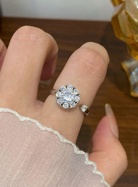 订结婚时尚复古精致微镶锆石戒指女轻奢小众气质百搭开口戒子指环