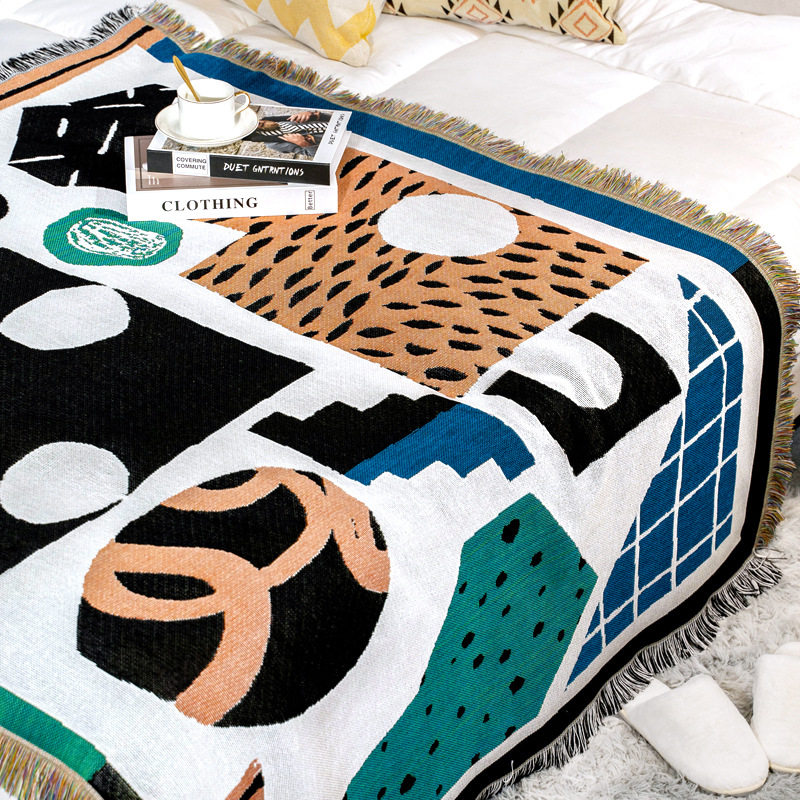 Cross-border Foreign Trade Camping Blanket Moisture-proof Picnic Mat Jacquard Tapestry ins Style Sofa Towel Thread Blanket Multifunctional Sofa Blanket