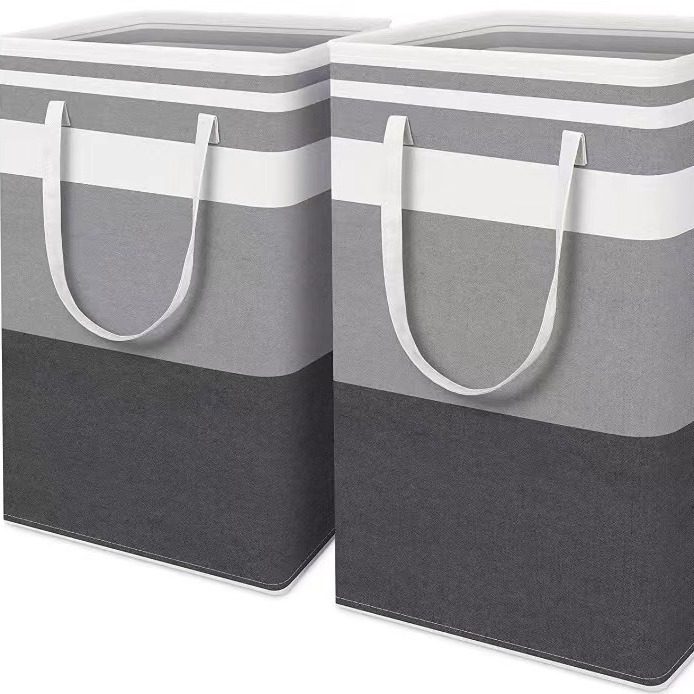 Cross-border Amazon Fabric Storage Bag Fabric Storage Basket Folding Dirty Clothes Basket Striped Dirty Clothes Cotton Quilt Moving