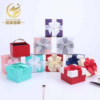 Factory direct jewelry box necklace ring pendant earrings bracelet box ribbon bow gift jewelry packaging box
