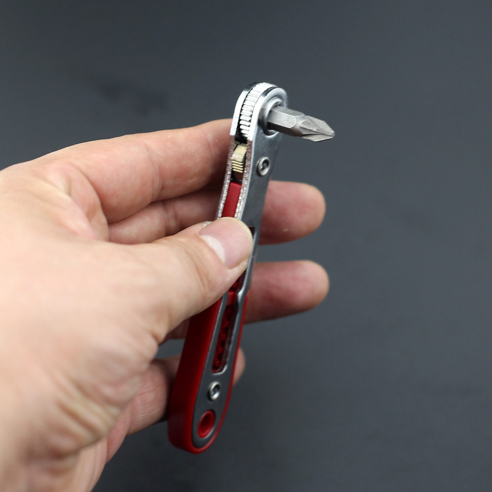 超薄平头双向棘轮螺丝刀套装弯头直角批头套筒工具狭窄用手动