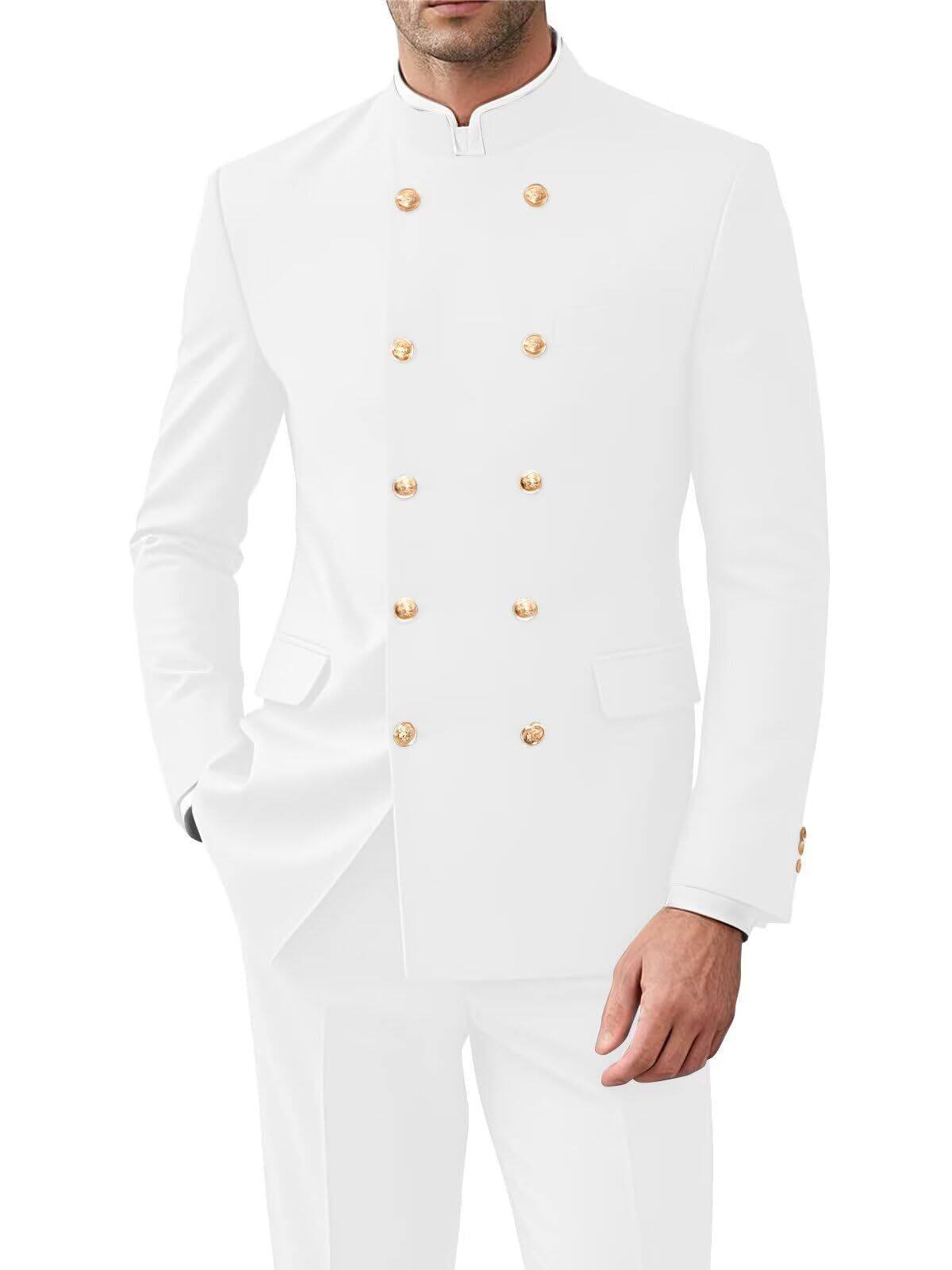 Chinese tunic suit double-breasted men's casual two-piece suit