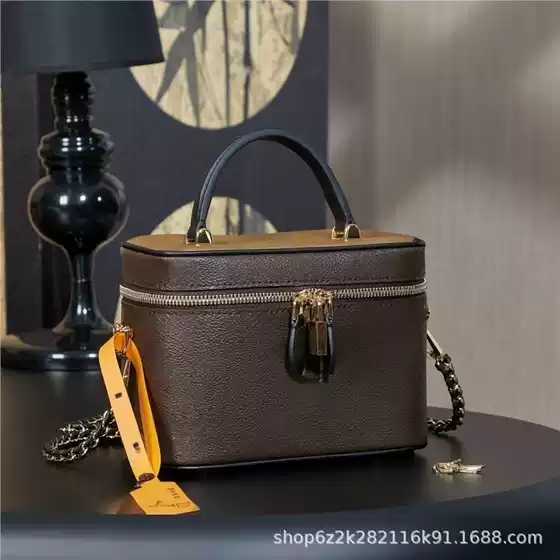 M&LV Monogram Vintage Small Box Cosmetic Bag Shoulder Bag Crossbody Handbag for Women