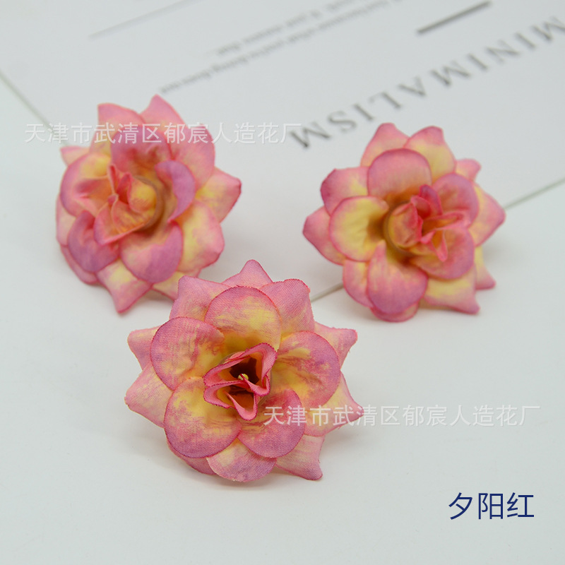 diy仿真绒布玫瑰花朵绢花假花婚庆装饰花金色角玫花头戏曲头花
