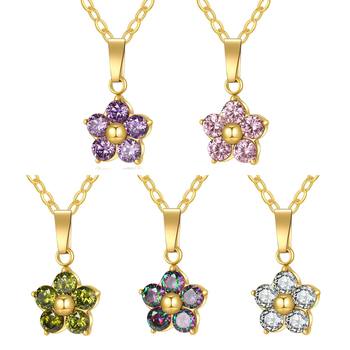 Stainless Steel Plum Blossom Claw Set Zircon Necklace Simple All-match Flower Pendant Collarbone Chain Cross-border Hot Selling Women Necklace