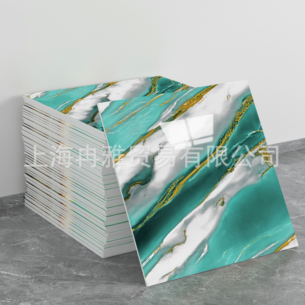 跨境外贸仿大理石鎏金3d墙面翻新装饰贴纸防油防水墙纸自粘瓷砖贴