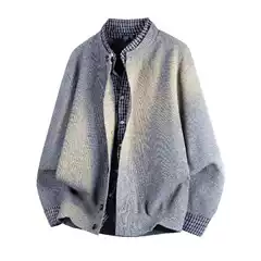 ALLIN 2025 Autumn New Couple Style Versatile Loose Layered Knit Cardigan Sweater Coat Gray