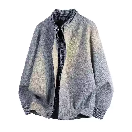 ALLIN 2025 Autumn New Couple Style Versatile Loose Layered Knit Cardigan Sweater Coat Gray
