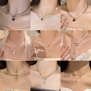 ins style pearl necklace women's all-match niche design high-end luxury clavicle chain love pendant jewelry wholesale