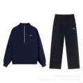 Navy Blue Half-Zip Straight-Leg - Set