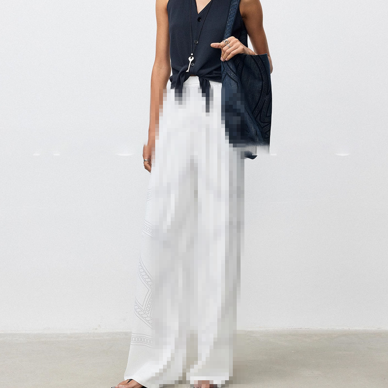 Quần ống rộng nữ cạp cao họa tiết ngựa, vải cotton co giãn nhẹ, phong cách thanh lịch — [Phiên bản đường mỏng hiện đại màu trắng sông băng] 8 điểm, [Phiên bản đường mỏng hiện đại màu xanh jazz] 8 điểm, [Phiên bản mỏng hiện đại màu xanh jazz] quần, [Phiên bản Thin Line hiện đại Glacier White] Quần
