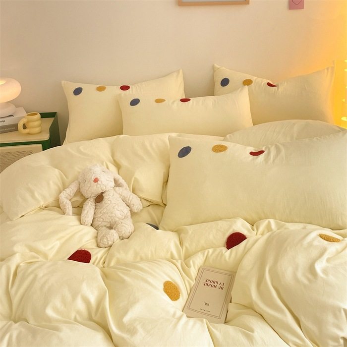 Class A maternal and infant grade wash cotton towel embroidery four-piece set super soft baby cotton children's bedding student dormitory three-piece set 4