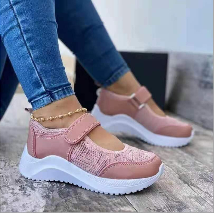 Cross-border New Leisure Shoes Female 2021Summer New Foreign trade Slope With Magic Paste Leisure Large Code Motion Female  跨境新款休闲单鞋女2021夏季新款外贸坡跟魔术贴休闲大码运动女鞋 Cross-border New Leisure Shoes Female 2021Summer New Foreign trade Slope With Magic Paste Leisure Large Code Motion Female 