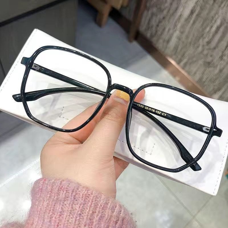 2024 new trendy large frame anti-blue light plain glasses small red book same polygon myopia finished glasses frame
