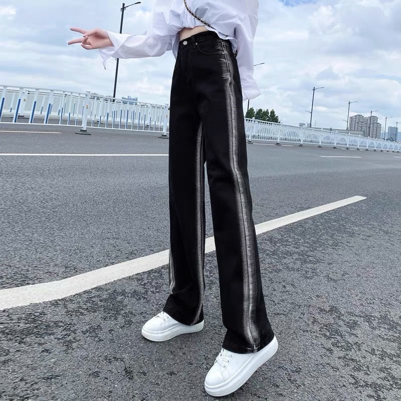 High Waisted Wide Leg Jeans for Women Gradient Design Loose Fit Floor Length Spring and Autumn Fashion Wholesale