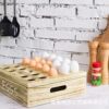 Solid Wood Light-Burned Egg Storage Box Two-Layer Porous Egg Tray Home Kitchen Wooden Egg Storage Box Display Stand
