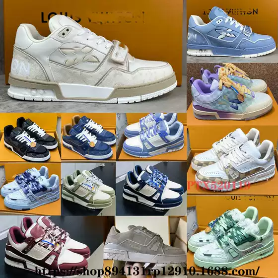 Dongguan Traienr Sports Men's and Women's Sneakers with Top-Layer Cowhide Gradient Floral Design for Couples, Top-Grade Putian Air Rubber Sole
