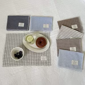 Homemade Ins Style Low Saturation Color Check Striped Placemat All-match Plaid Rectangular Insulated Napkin