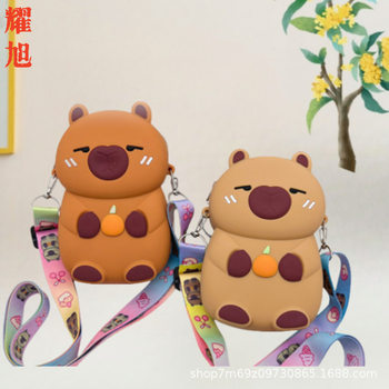 New Cartoon Capybara Children Silicone Coin Purse Cute Little Girl Fashion Storage Bag Crossbody Bag Bag Wholesale