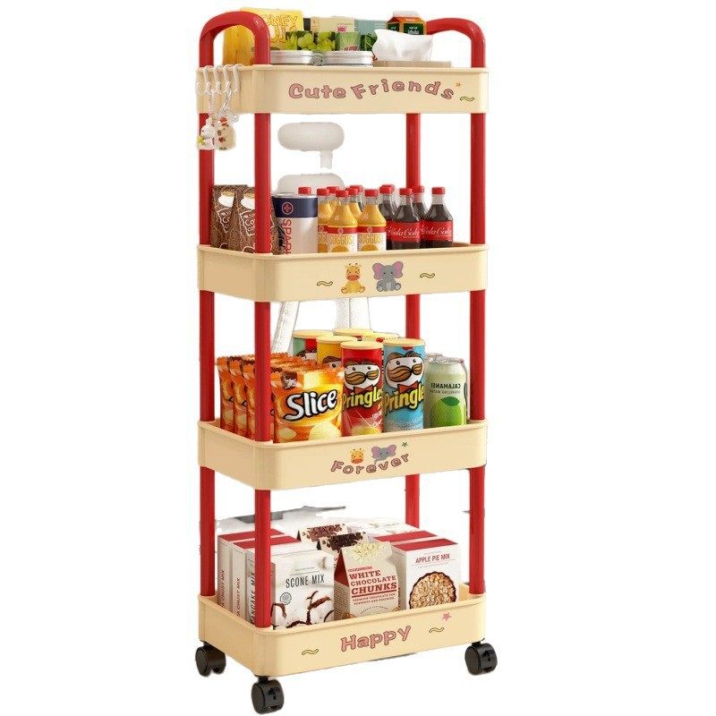 Movable Storage Rack Living Room Dormitory Snack Storage Rack Home Bedroom Multi-Layer Cute Trolley Storage Rack