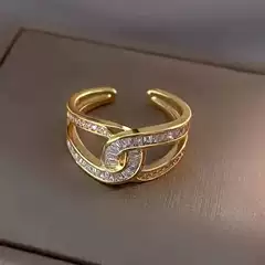 Shake Tone Seiko 925 Silver Flash Diamond Double C Opening Ring Temperament High Sense Fashion All-match No Falling Ring Jewelry