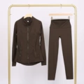 Military green jacket and cropped pants suit