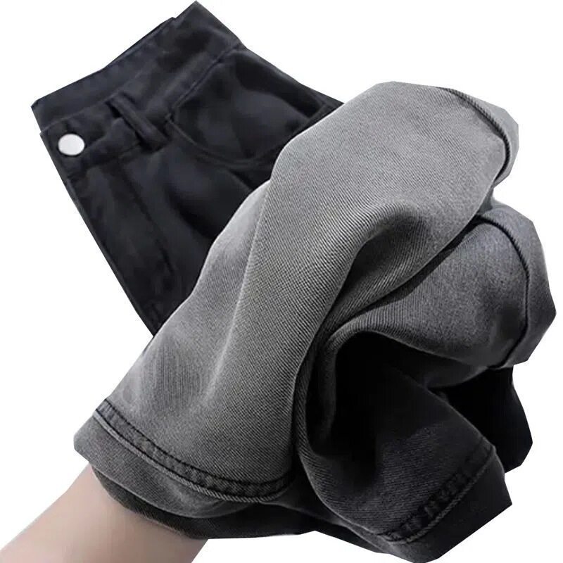 High Waisted Black Gradient Wide Leg Jeans for Women Plus Size Loose Fit Flattering Draped Design Casual Wear