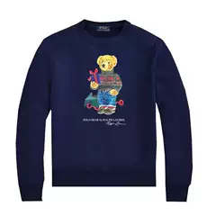 In-Stock Polo Bear Collaboration Bear-Themed Pure Cotton Rl Crewneck Sweatshirt Long-Sleeve Spring/Summer Couple Style