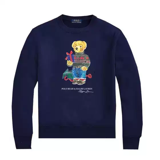 In-Stock Polo Bear Collaboration Bear-Themed Pure Cotton Rl Crewneck Sweatshirt Long-Sleeve Spring/Summer Couple Style