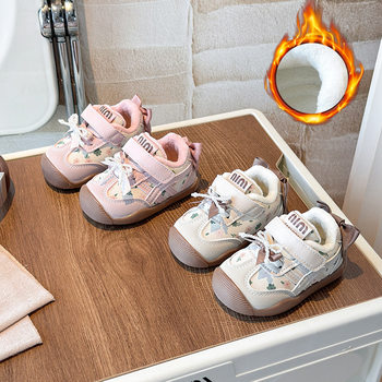 Girls' Shoes Winter Fleece-Lined 2025 New Bow Sports Shoes Infant Sneakers Baby Casual Princess Shoes