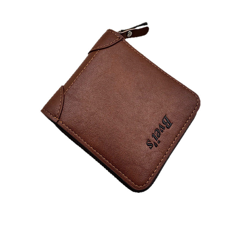 Men's Wallet Short Style Zipper Personalized Multifunctional Card Holder Integrated Men's Leather Wallet Horizontal Style Trendy Wallet