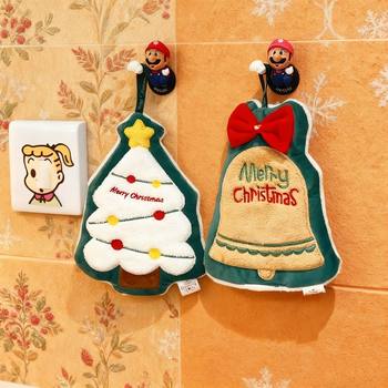 New Christmas Hand Towel Hanging Thickeneded Coral Velvet Small Towel Kitchen Absorbent Rag Embroidered Hand Towel