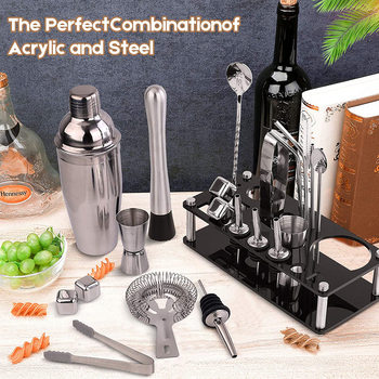 New 304 Stainless Steel Ice Grain Acrylic Set Cocktail Shaker Bar Tools 23 Piece Set