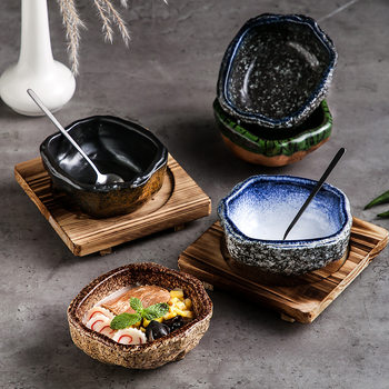 Japanese-style ceramic dessert snack bowl bird's nest bowl for one person breakfast bowl set special-shaped tableware with tray cross-border