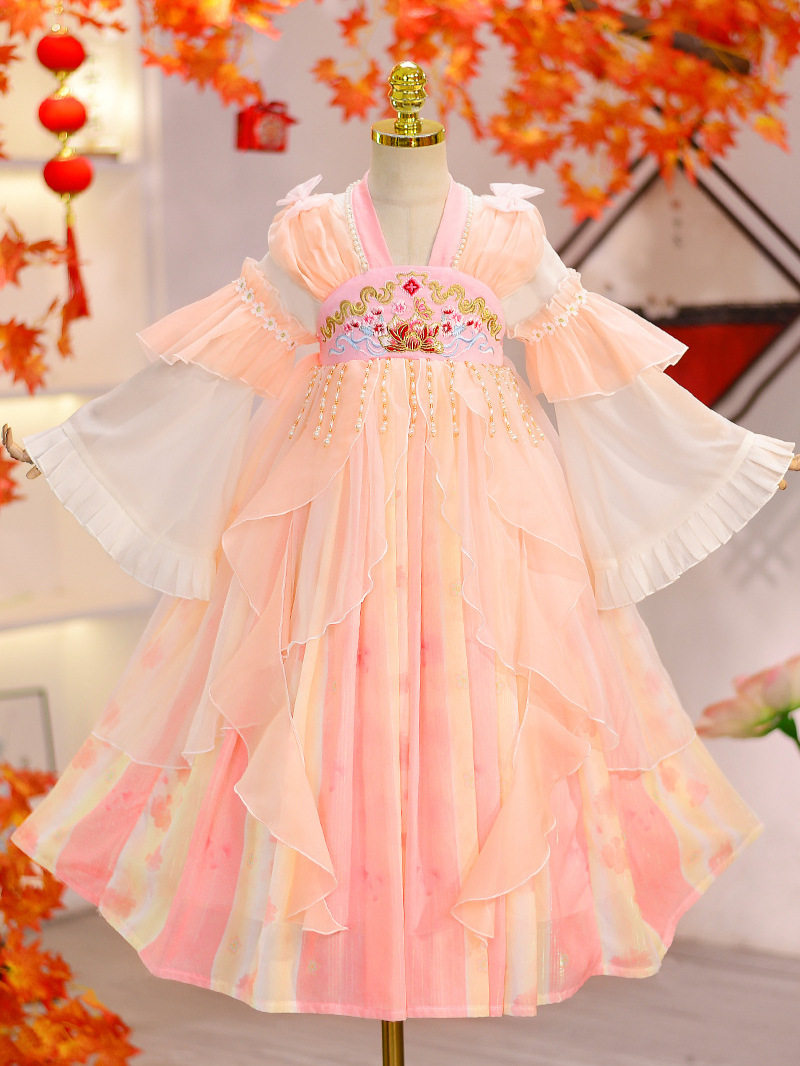 Girls' Hanfu Spring and Autumn Long Sleeve Baby Girl Tang Suit Chinese Style Princess Dress Children's Super Fairy Dress