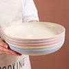 Wheat Straw Japanese 23cm Dinner Plate Household Steak Dessert Plate Family Student Salad Fruit and Vegetable Large Plate Wholesale
