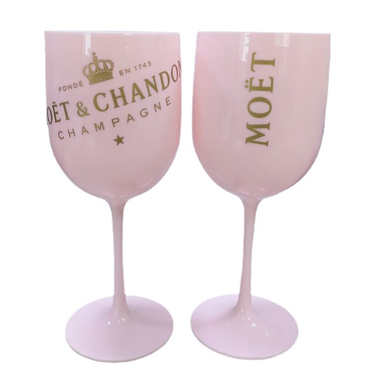 Factory Direct Sales In-Stock White Pp Plastic Wine Glasses Pink Stemware Wine Glasses Souvenir Cups