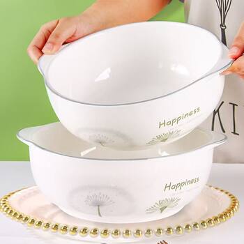 Household 10 Inch Binaural Soup Pot Creative Fresh Underglaze Color Ceramic Large Bowl Vegetable Bowl Soup Pot Large Capacity Soup Bowl