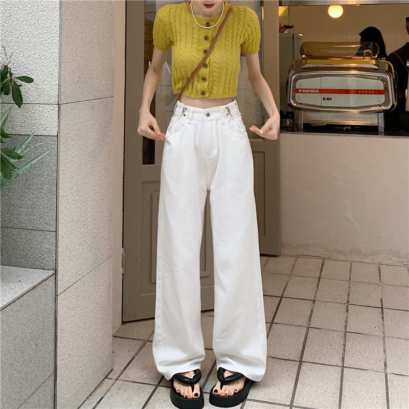High Waisted Womens Jeans Korean Style Casual Straight Leg Versatile Spring Fall Fashion Wholesale Available
