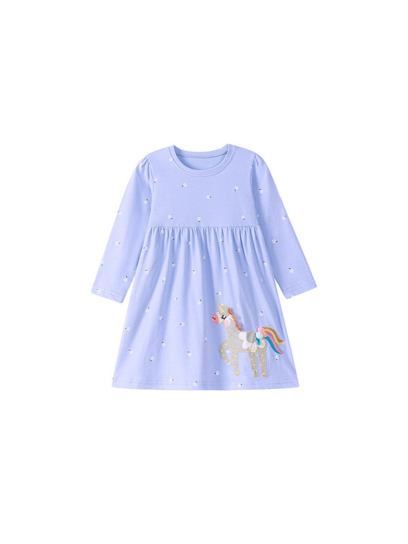 New Kids' Dress Wholesale, Cartoon Long-sleeve Girls' Dress, Autumn Cute Kids' Skirt