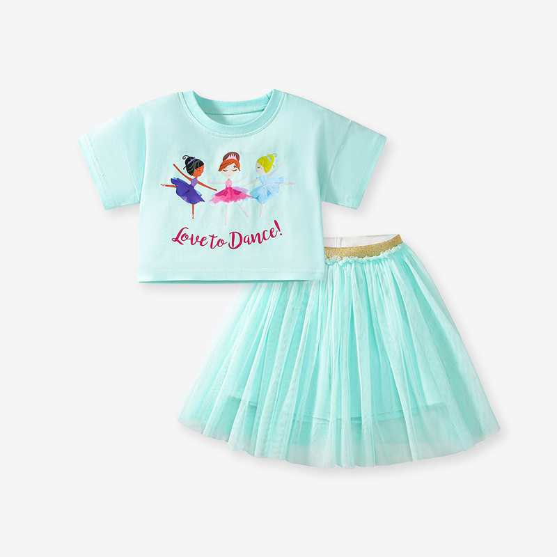 Custom-made Children's Clothing, 2025 New Summer Girls' Cartoon Set, Hot-selling Cute Kids' Tulle Dress Set